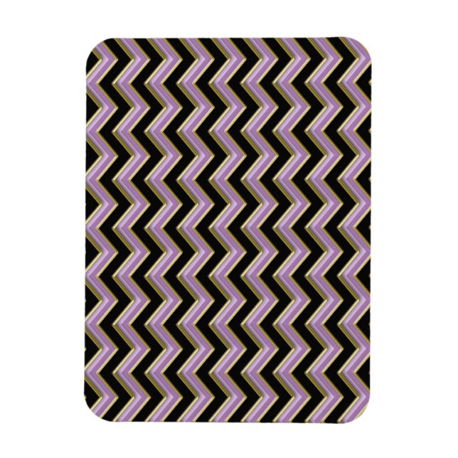 Amethyst Guld Black Zigzag Mönster Magnet (Vertikal)