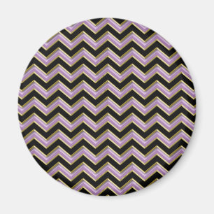 Amethyst Guld Black Zigzag Mönster Magnet