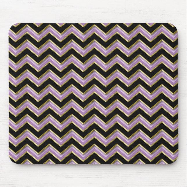 Amethyst Guld Black Zigzag Mönster Musmatta (Framsidan)