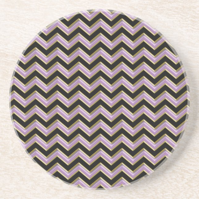 Amethyst Guld Black Zigzag Mönster Underlägg Sandsten (Framsidan)