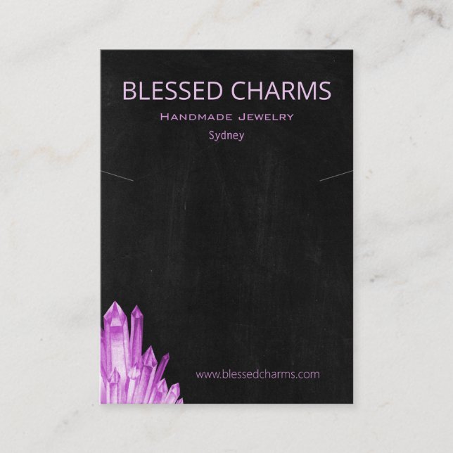 Amethyst Gypsy Boho Crystal Pendant Holder Visning Visitkort (Framsida)