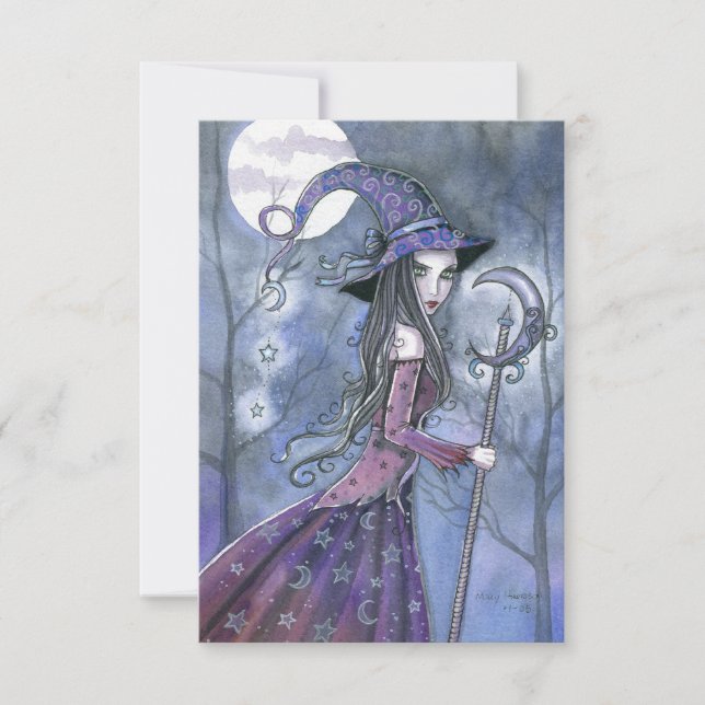 Amethyst Häxa Halloween vykort (Framsida)