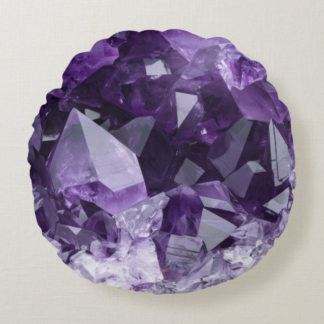 Amethyst Healing Crystal Cluster Rund Kudde (Framsidan)