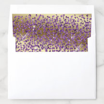 Amethyst Hearts Glitter på Guld Quinceañera