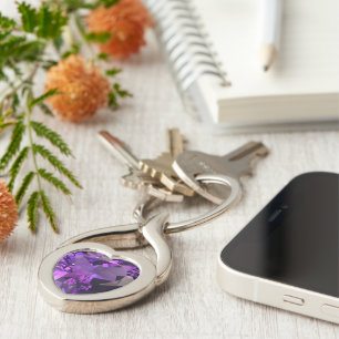 Amethyst hjärta twisted heart silverfärgad nyckelring