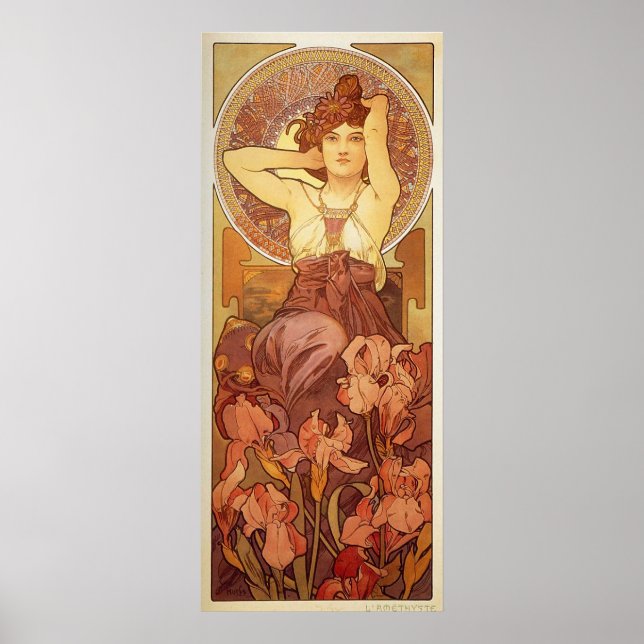 Amethyst Illustration by Alphonse Mucha Poster (Framsidan)