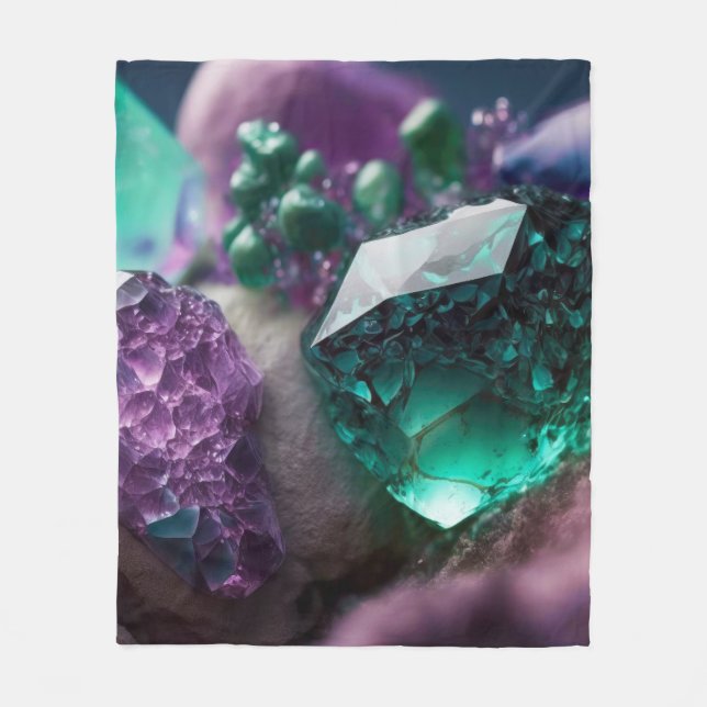 Amethyst Jewel Emerald Crystals Matta Fleecefilt (Framsidan)