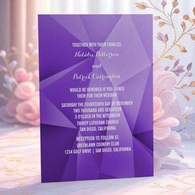 Amethyst Jewel Tones Wedding bjudande Inbjudningar (Amethyst Jewel Tones Wedding Invitation)