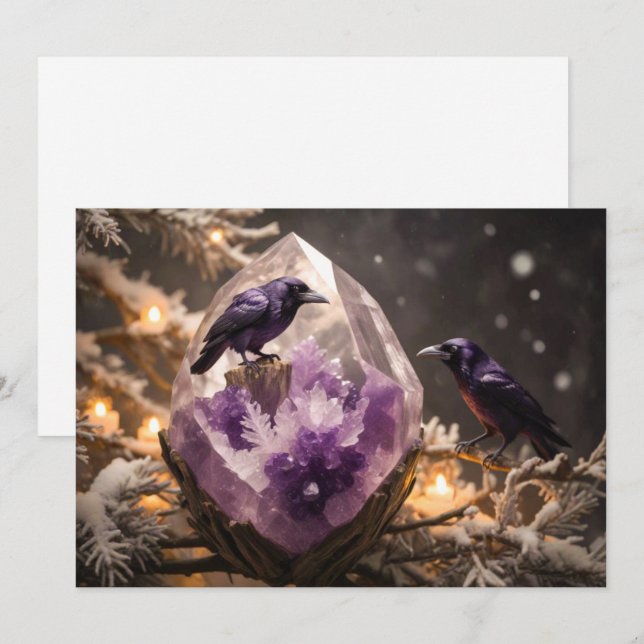 Amethyst Kristall Fantasi - Korpar Ravnar Jul Julkort (Fram/baksida)