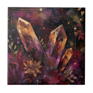 Amethyst Kristall Galax Celestialt Mönster Kakelplatta