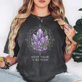 Amethyst Kristall Geometrisk "Håll Din Vibration H T Shirt