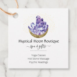 Amethyst Kristallkluster Guld Halvmåne Mystik Gåvor Etiketter