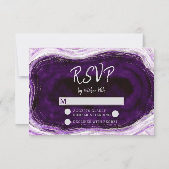 Amethyst Lila Geod Bröllop RSVP Svar (Framsida)