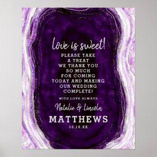 Amethyst Lila Geode Kärlek är Sweet Bröllop Sign Poster