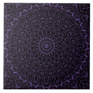 Amethyst Lila Mandala med Invecklad Symmetri Kakelplatta