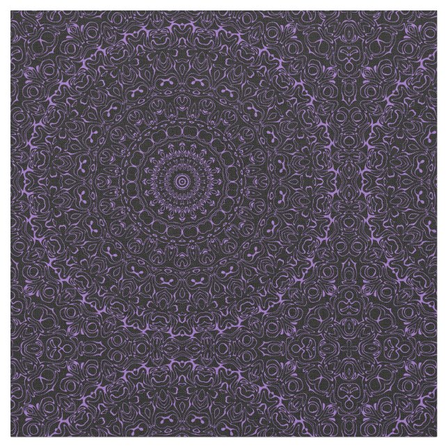 Amethyst Lila Mandala med Invecklad Symmetri Tyg (Närbild)