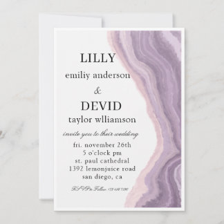 Amethyst Lila Marmor Minimal Inbjudningar
