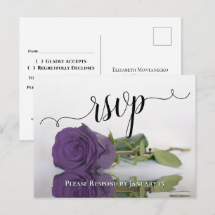Amethyst lila reflekterande ros chic bröllops-RSVP Vykort