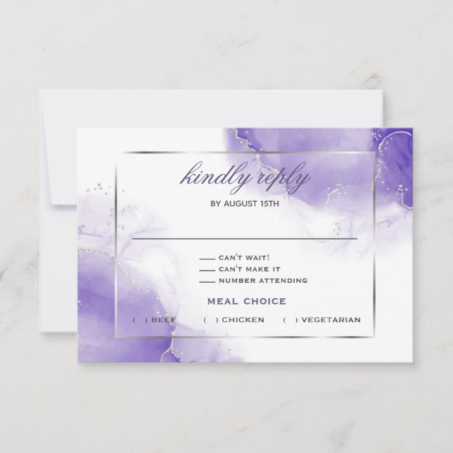 Amethyst Lila Script Silver OSA kort (Framsida)