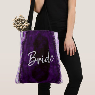 Amethyst Lila & Silver Geode Agate Marble Bride Tygkasse