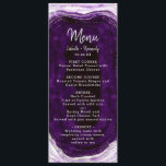 Amethyst Lila & Silver Geode Agate Marble Middag Meny<br><div class="desc">Amethyst Lila & Silver Geode Agate Marble,  med gnikling Silver-folie accents och Modern trendig borstat skriptteckensnitt. Ultraviolett Lila,  Lavender och vitstensutseendet är lyxigt och modernt för bröllop-Personlig-Bord-menyn för middagsmottagning i Bröllop! ~ Kolla min butik för att se hela bröllop-svit för den här designen!</div>