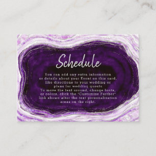 Amethyst Lila & Silver Geode Bröllopsschema Tilläggskort