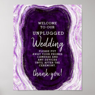Amethyst Lila Unplugged Bröllop Bord Sign Poster