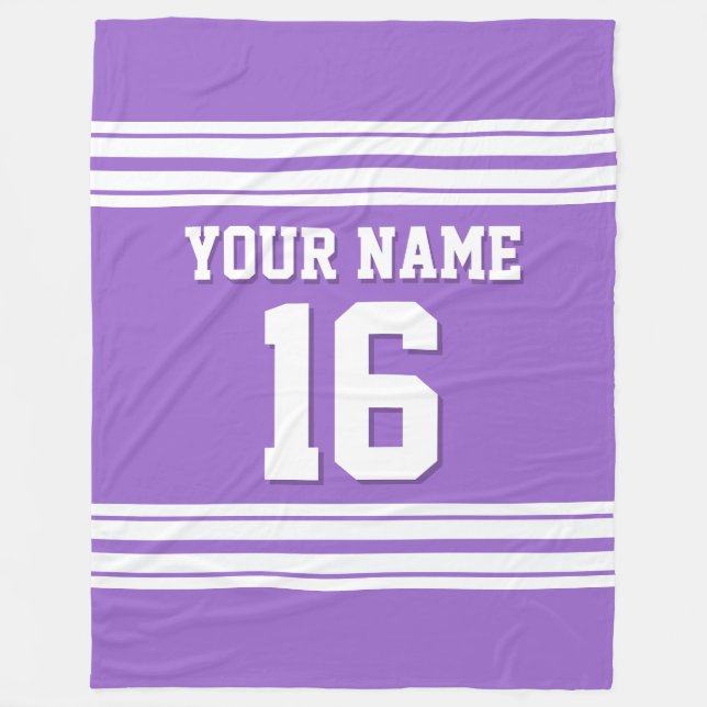 Amethyst Lila White Sports Jersey Fleecefilt (Framsidan)