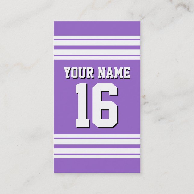 Amethyst Lila Wht Team Jersey Anpassningsbar Numbe Visitkort (Framsida)