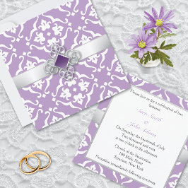 Amethyst Lily Damask Blommigt Bröllop Inbjudningar