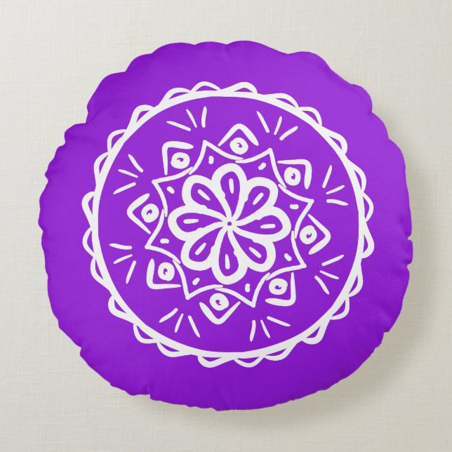 Amethyst Mandala Rund Kudde (Framsidan)