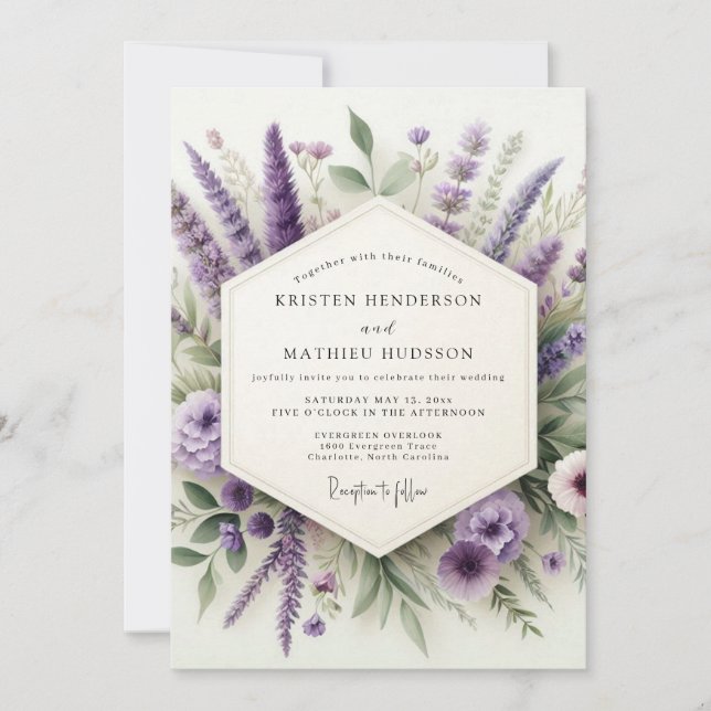 Amethyst Meadowland Wedding Inbjudningar (Framsida)