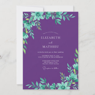 Amethyst Mint Foliage Sage Bröllop Inbjudningar