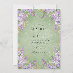 Amethyst Mint Wisteria Bröllop Inbjudningar