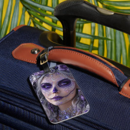 Amethyst Moon Calavera – Lila Alla själars dag Bagagebricka