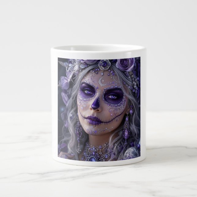 Amethyst Moon Calavera – Lila Alla själars dag  Jumbo Mugg (Framsidan)