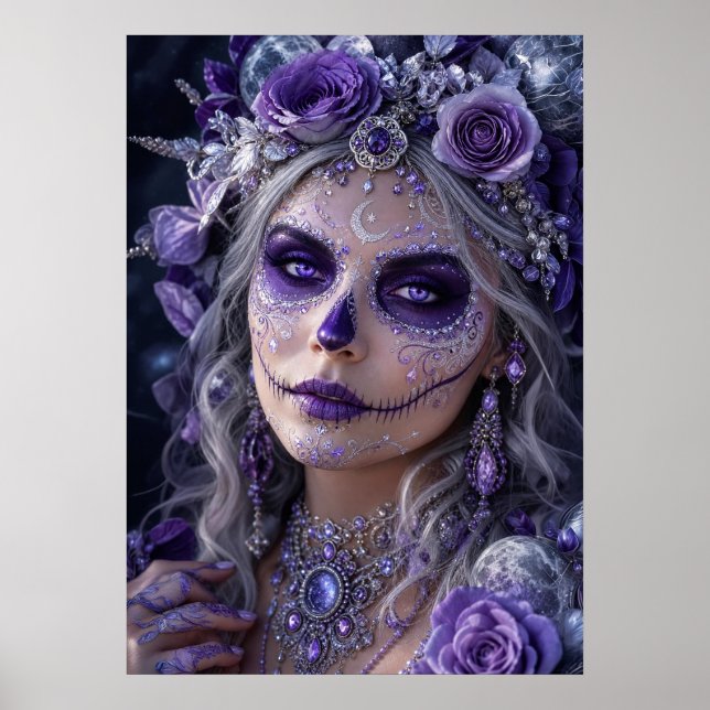 Amethyst Moon Calavera – Lila Alla själars dag  Poster (Framsidan)
