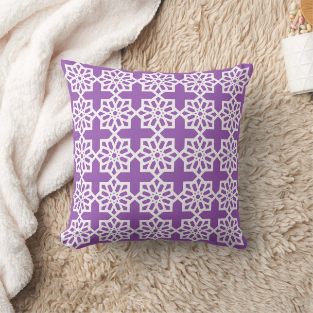 Amethyst Moroccan Star Mönster Tile Throw Pil Kudde (Filt)