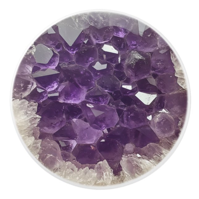 Amethyst Nature Gemstone Mönster Knopp (Framsidan)