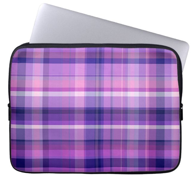Amethyst Navy Blue Cotton Candy Rosa Madras Laptop Sleeve (Framsidan)