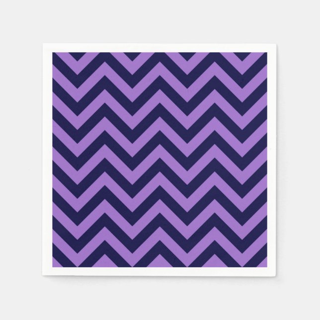 Amethyst, Navy Blue Large Chevron ZigZag Mönster Pappersservett (Framsidan)