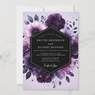 Amethyst Nocturne Flora Bröllop Inbjudningar