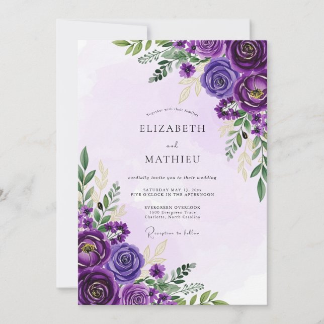 Amethyst Opulent Spring Wedding Inbjudningar (Framsida)