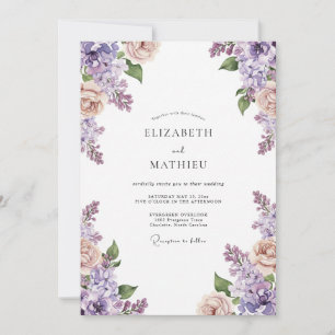 Amethyst Persika Wisteria Bröllop Inbjudningar