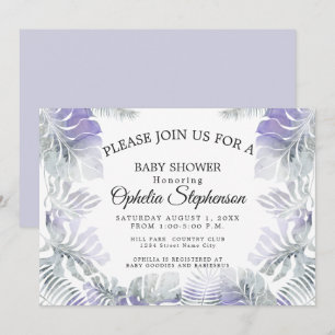 Amethyst Plum Teal Botanical Watercolor Shower Inbjudningar