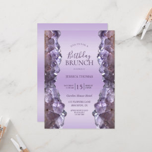 Amethyst Quartz Birthday Brunch Inbjudningar