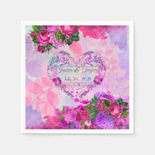 Amethyst Raspberry Blommigt Bröllop Napkin Pappersservett