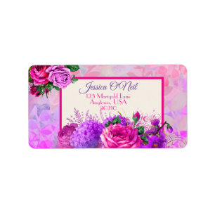 Amethyst Raspberry Blommigt Bröllop Returadress Adressetikett
