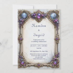 Amethyst Ros Slott Bröllop Inbjudningar