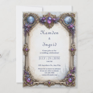 Amethyst Ros Slott Bröllop Inbjudningar